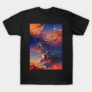 SURREAL PLANETS IN A PINK GALAXY T-Shirt
